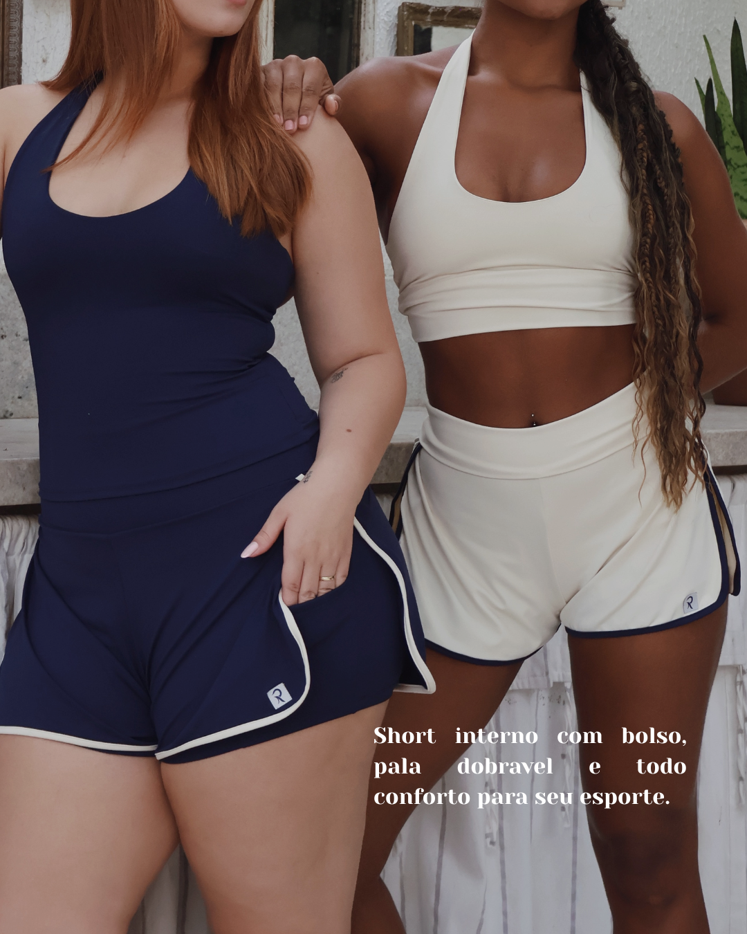 Short Brisa Rivvi em Pure Skin &mdash; larguinho esportivo com vi&eacute;s bicolor